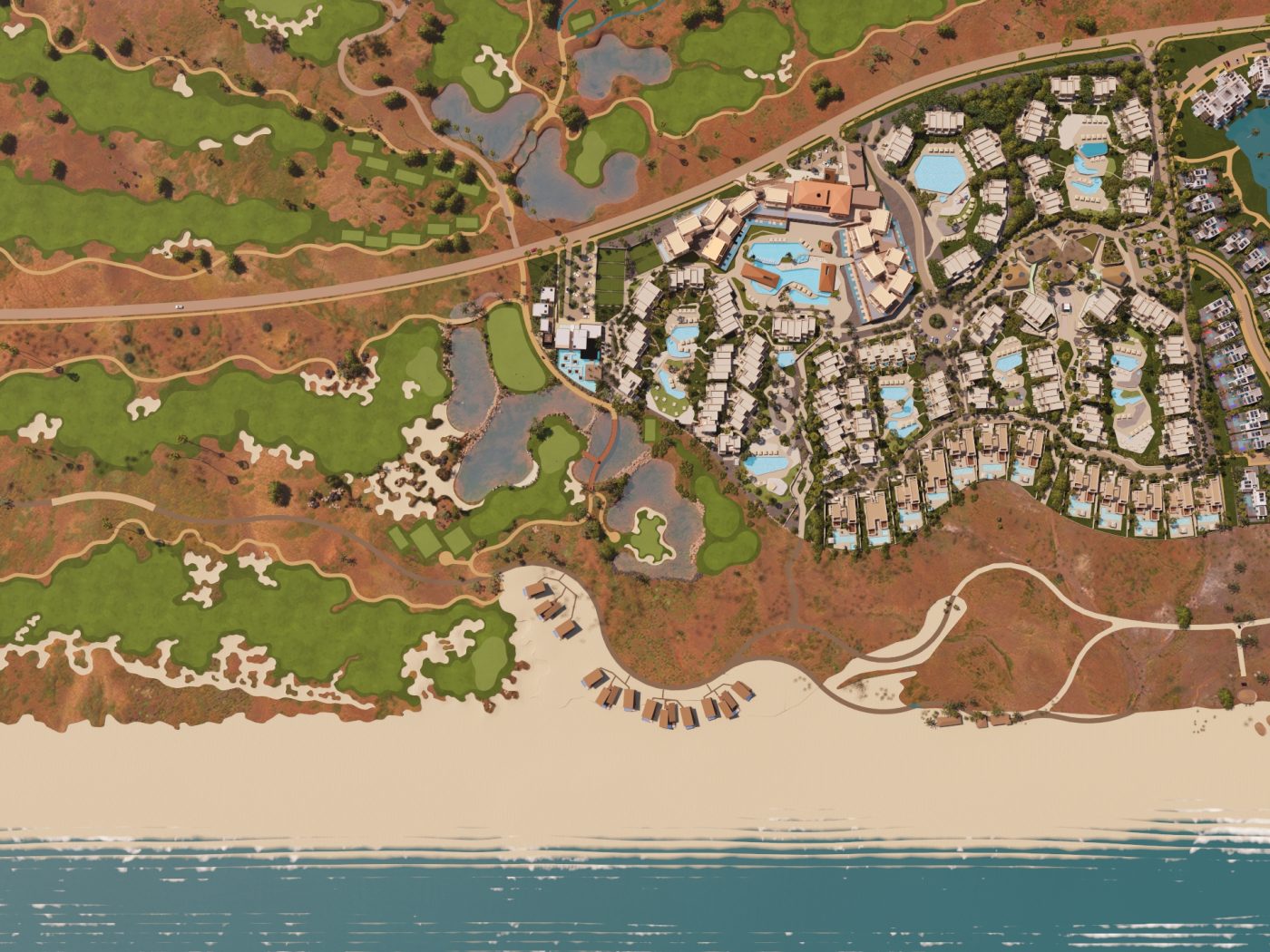 Tarafo Bay Phase 1 build showing golf course and complex