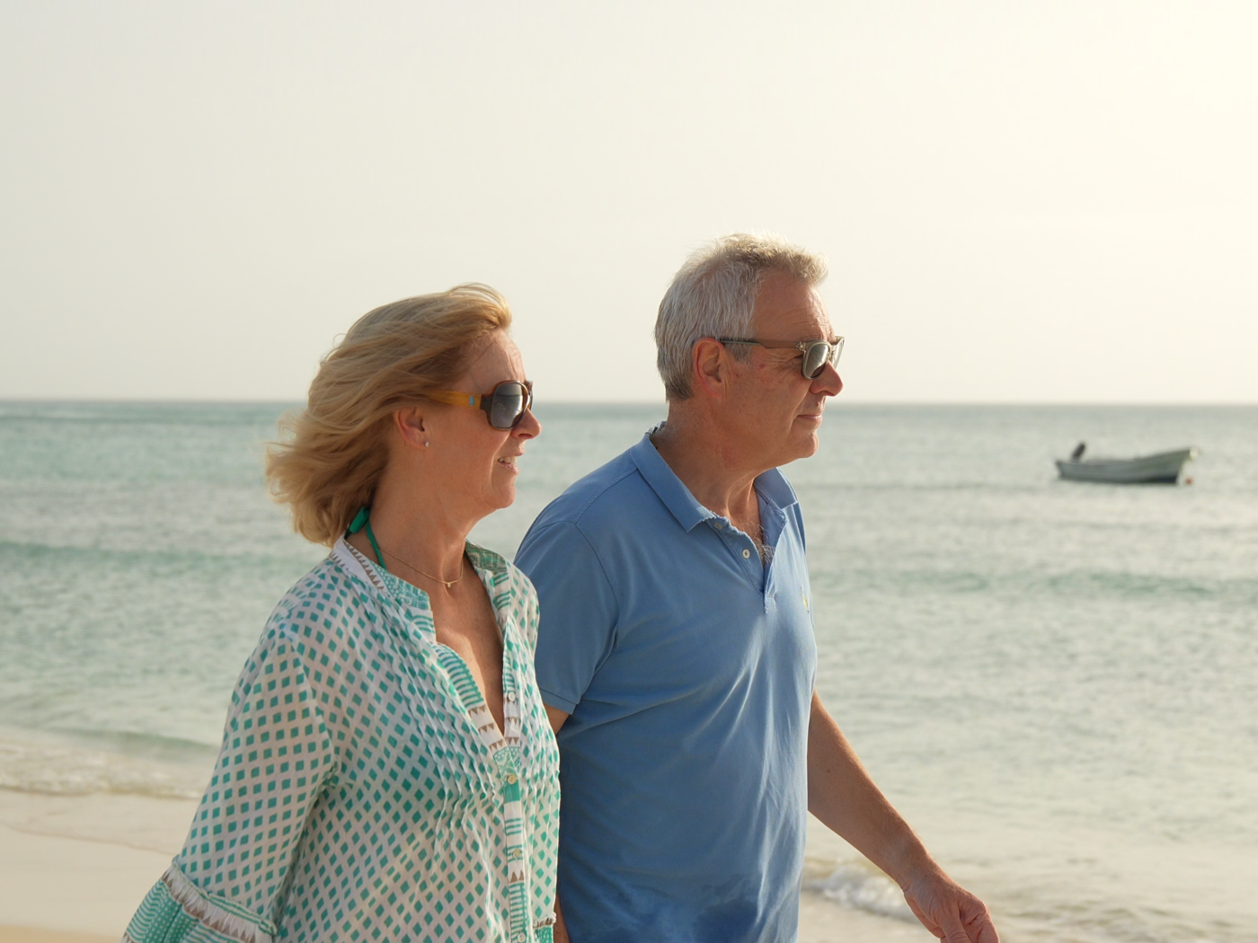 Tim and Kerry Strawson walking on the beach in Boa Vista Cape Verde