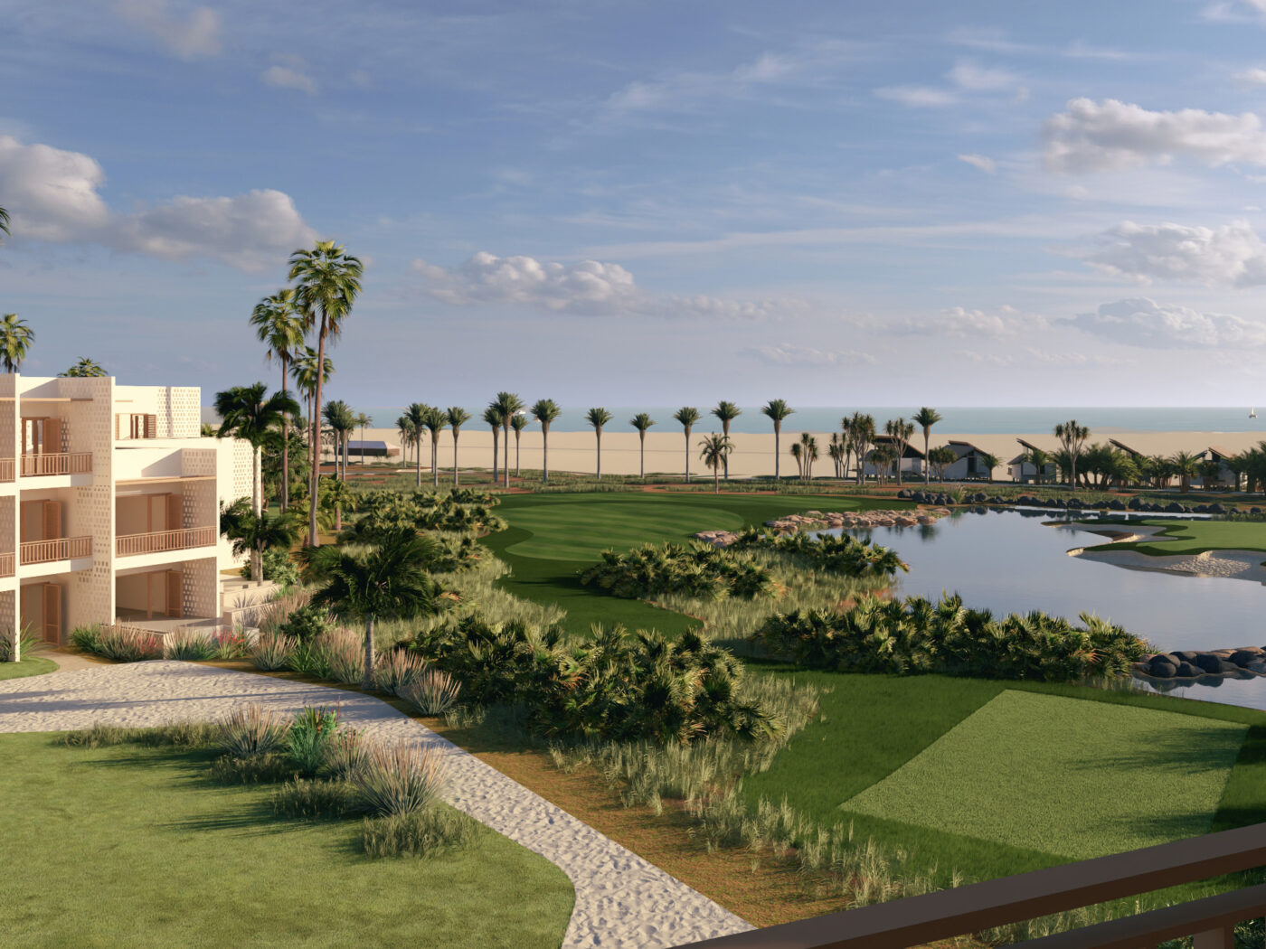 Tarafo Bay view over the fairways and beach, Boa Vista, Cape Verde