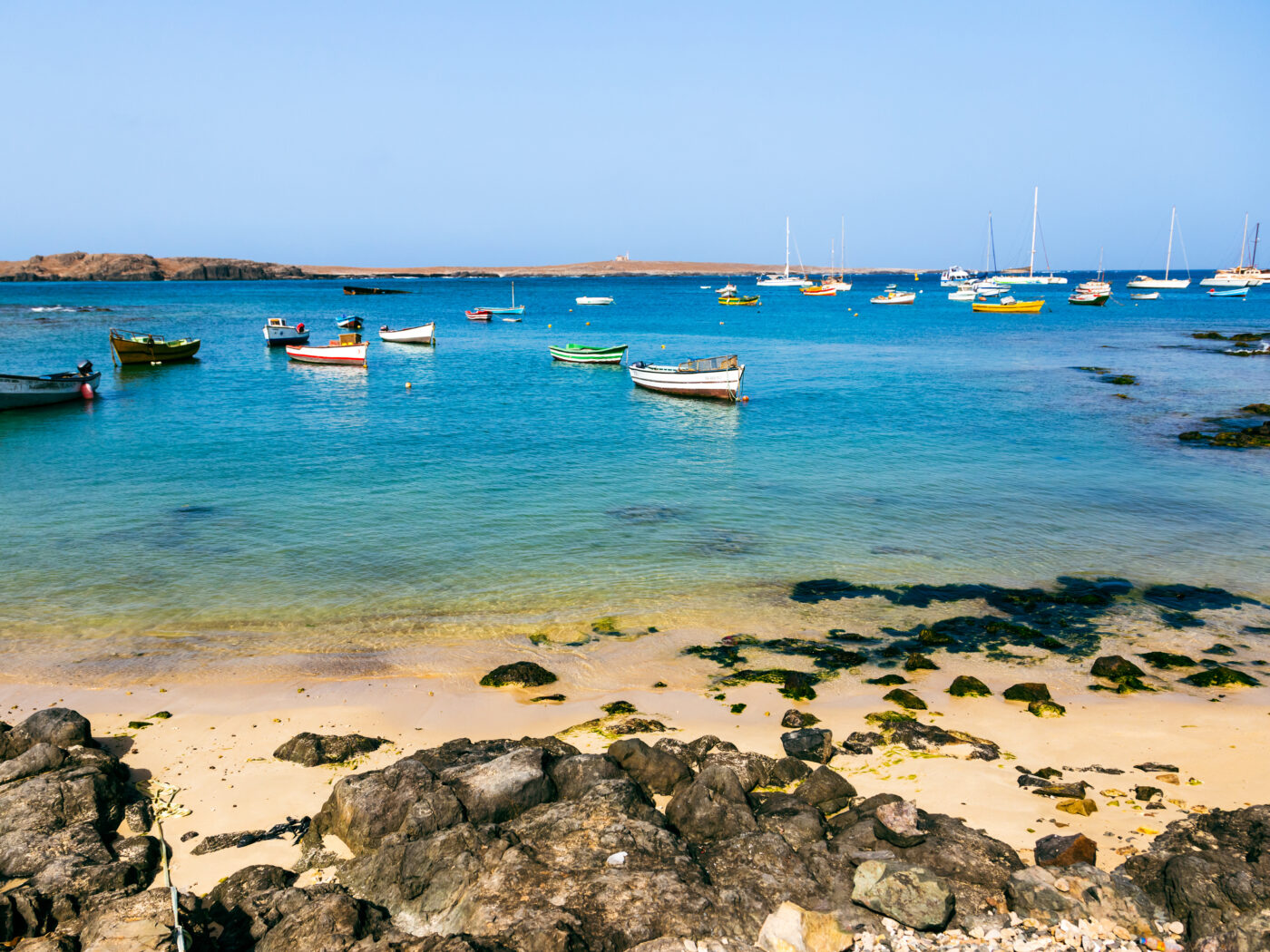 Boats in a bay in Sal Rei, Boa Vista
