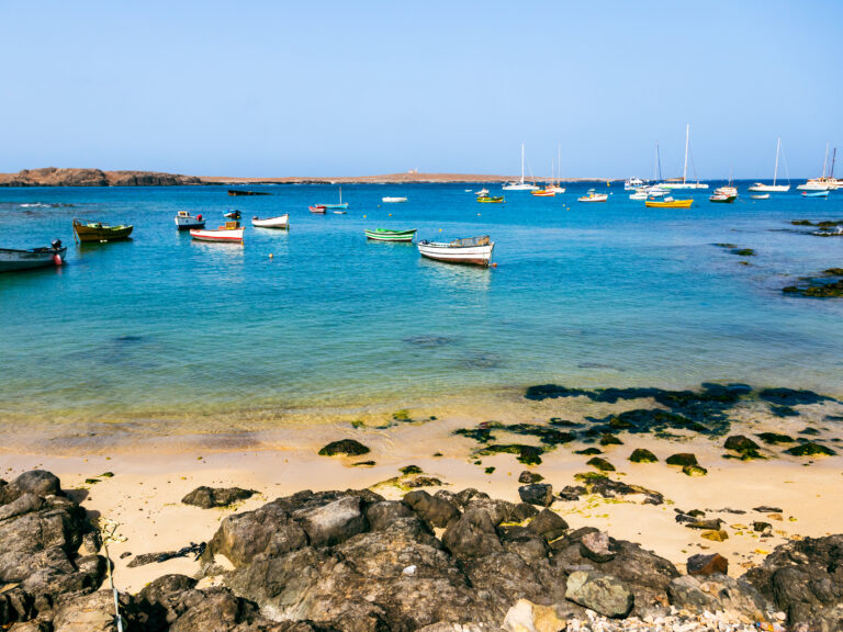 Boats in a bay in Sal Rei, Boa Vista